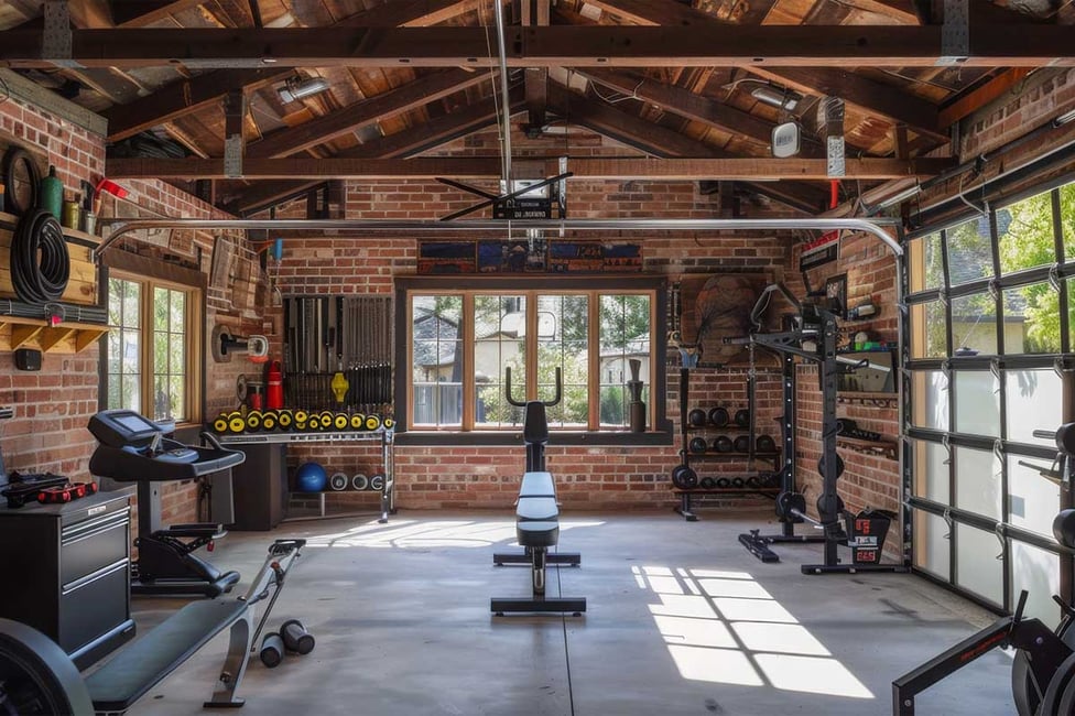 Garage Gym With Brick Walls and Natural Light - 1200x800