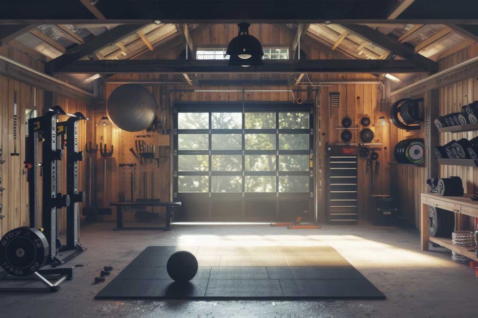 Garage Home Gym With Exercise Equipment - 1200x800