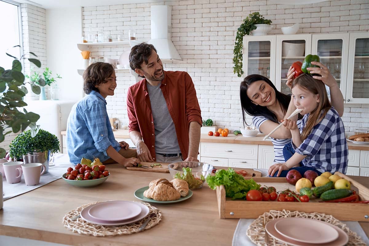 Family cooking in Kitchen 1200x800